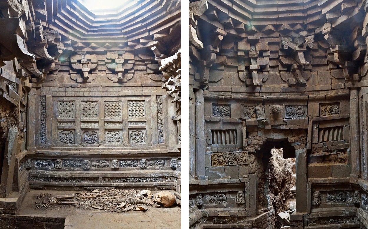 اكتشاف مقبرة مزخرفة مغطاة بالطوب في الصين..