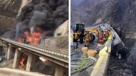 وفاة وإصابة ستة يمنيين في حادثة اصطدام حافلة تقل معتمرين جنوبي السعودية
